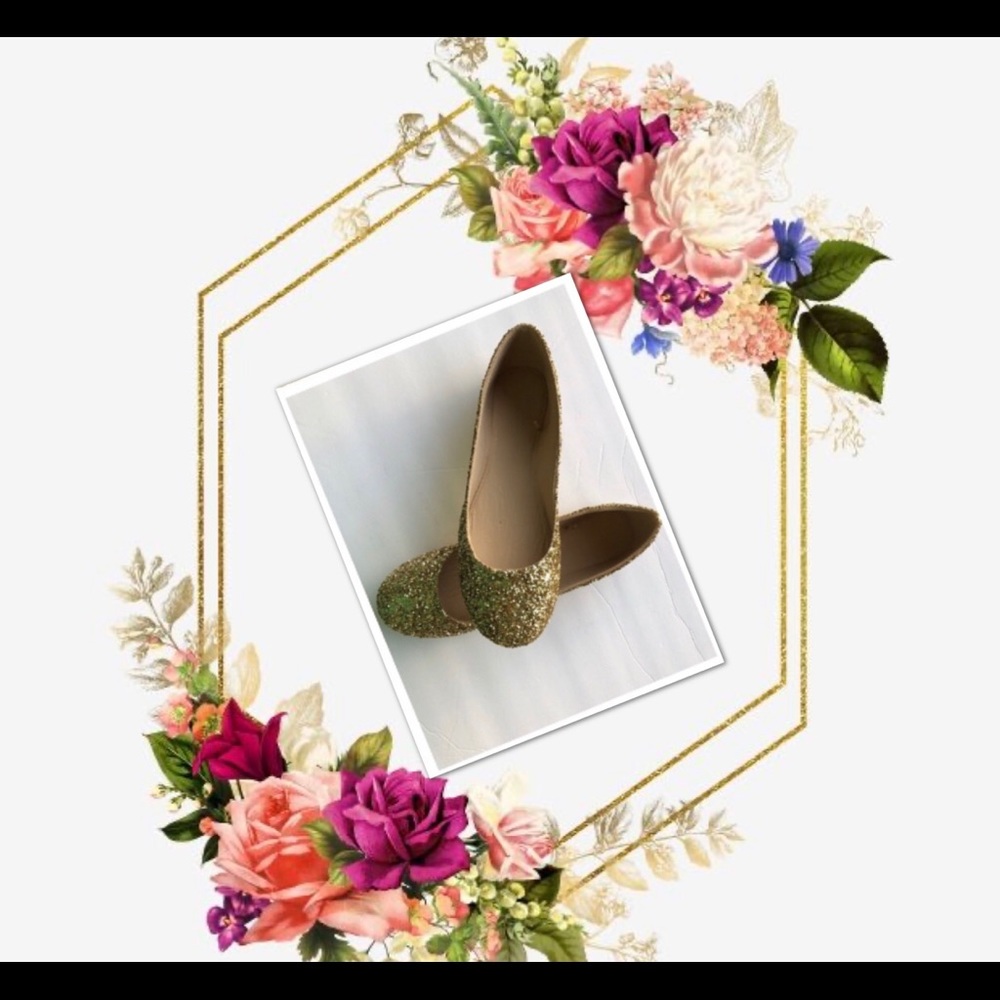 Women’s Custom Gold on Gold Glitter Ballet Flats - Picture 5 of 7